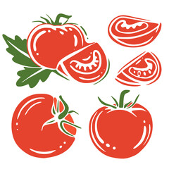 Set the tomatoes. vector graphics in a simple style. silhouette of vegetables