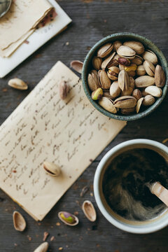 Reading old letters and drinking black coffee