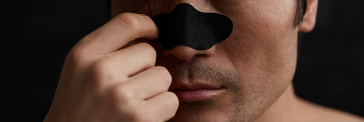 Unrecognisable person nose strip detail