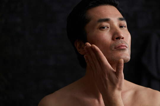 Skin-care adult man