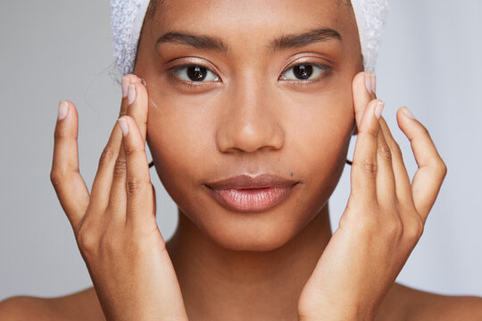 Gorgeous woman skin care close up