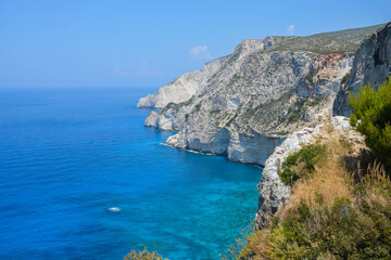 view of the coast of island zakynthos