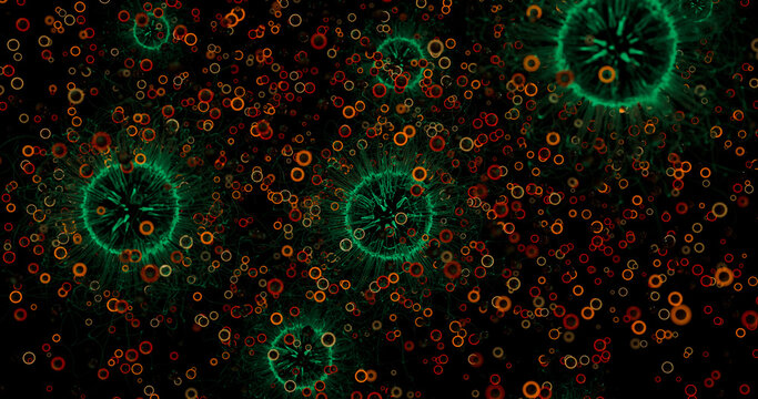 Group of Viruses examined and analyzed through the microscope.