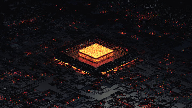 Detail of surreal computer cpu.