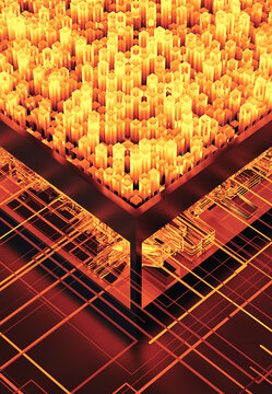Detail of surreal computer cpu.