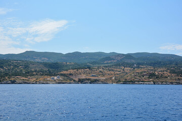 Naklejka premium view of the sea from the sea zakynthos