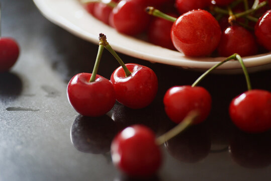 Fresh cherries, wash and prepare for cake and dessert