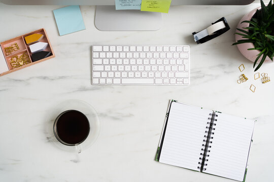 Office Desk With Blank Notebook