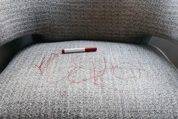 Child's drawings on a chair