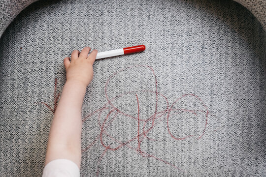 Toddler drew on a chair