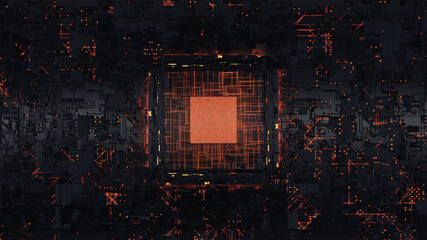 Detail of surreal computer cpu.