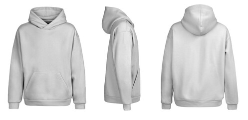 Grey hoodie template. Hoodie sweatshirt long sleeve with clipping path, hoody for design mockup for...