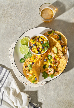 Plate of Shrimp softshell tacos ready to devour