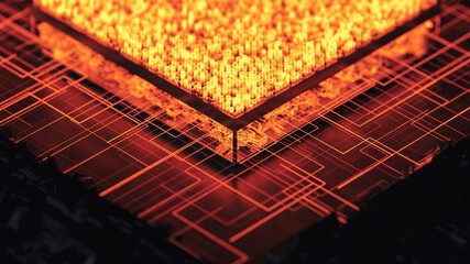 Detail of surreal computer cpu.