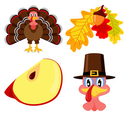 Colorful thanksgiving element set