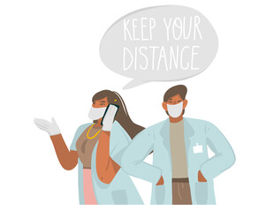 Hand drawn vector stock abstract graphic illustrations with girl character discovered symptom of the corona virus,and calls a doctor at home and handwritten text isolated on white background