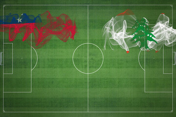 Samoa vs Lebanon Soccer Match, national colors, national flags, soccer field, football game, Copy...