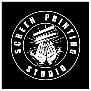 screen printing logo hand vintage