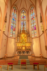 VIENNA, AUSTIRA - OCTOBER 22, 2020:  The nave of church Laurentiuskirche.