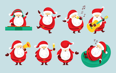 Santa Claus Characters Set, Party Concept, Merry Christmas and Happy New Year