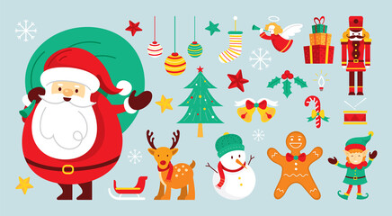 Santa Claus Characters and Friends with Christmas Ornament