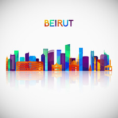 Naklejka premium Beirut skyline silhouette in colorful geometric style. Symbol for your design. Vector illustration.