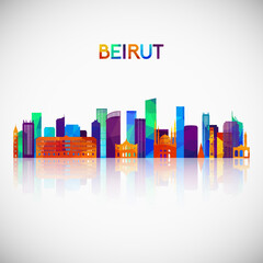 Obraz premium Beirut skyline silhouette in colorful geometric style. Symbol for your design. Vector illustration.