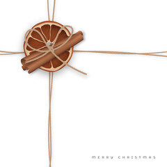 Realistic linen ropes for Christmas decorations, cards, packaging, background. Festive template for Christmas and New Year design. Stock vector illustration.