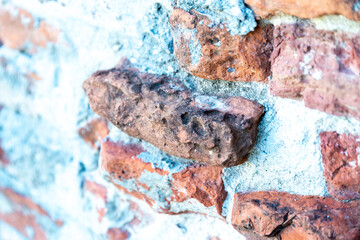Brick wall with white mortar