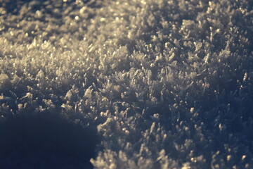 Close-up snowflakes as a natural background or texture