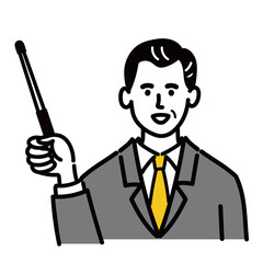 男性　ミドルエイジ 　ベクター　ポップ　説明　棒
