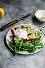 Poached egg with  salad