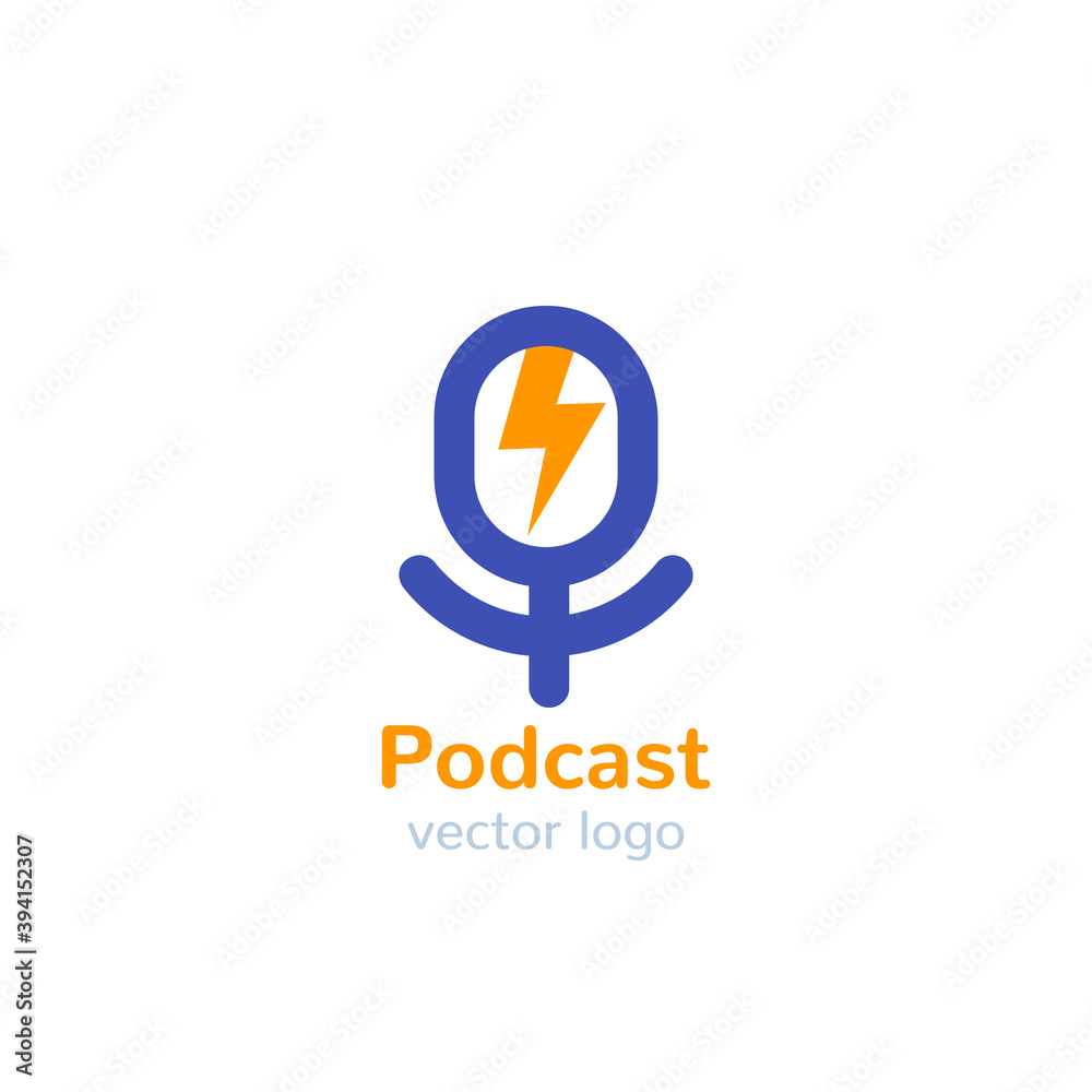 Canvas Prints podcast vector logo with mike