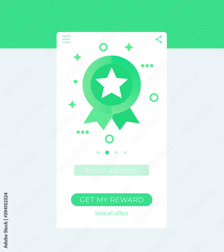 Poster Rewards app, mobile ui design in vector