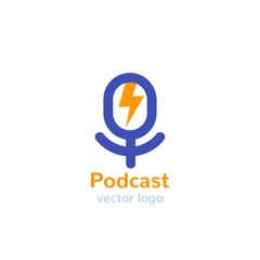 podcast vector logo with mike