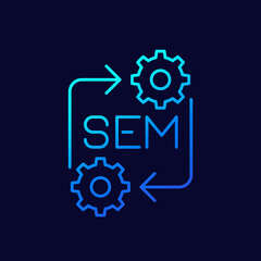 SME icon with gears and arrows, line design