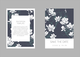 Save the date invitation, brochure, booklet, or template. Editable vector flower frame template. Vintage old fashion styled vector illustration suits for invitation, greeting card, brochure.