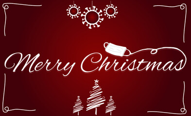 Merry Christmas typography. Merry Christmas design covid19, coronavirus concept Stay home stay safe