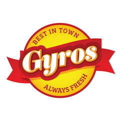 Gyros label sign vintage with ribbon