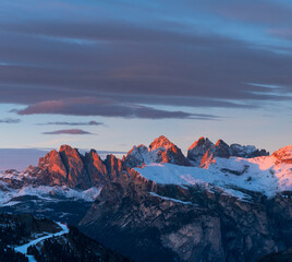 Fototapeta na wymiar Panoramic view from Sella Pass, Dolomites, Unesco World Heritage Site, Italy, Europe