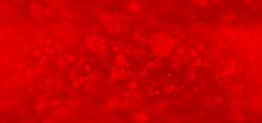 Abstract red christmas background of glitter vintage lights, blur banner background