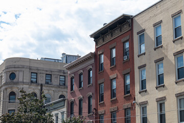 Fototapeta premium Row of Colorful Old Brick Buildings in Hoboken New Jersey