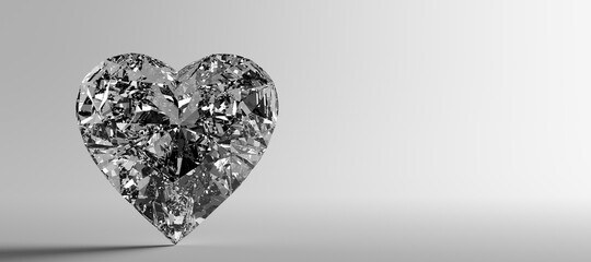 Heart shaped diamond, precious jewelry. Valentine's day