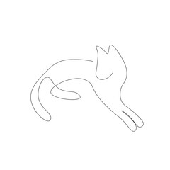 Cat drawing on white background, vector illustration