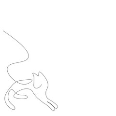 Cat drawing on white background, vector illustration