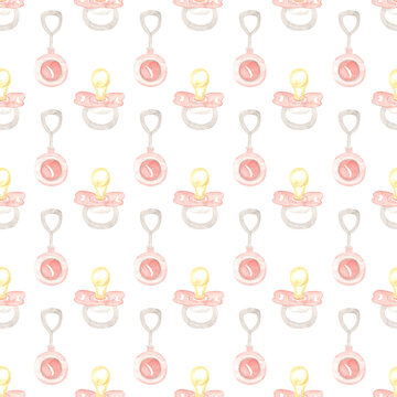 Acarel pattern of baby pacifier for a girl. Ideal for print, web design, gift giving and other creative projects.
