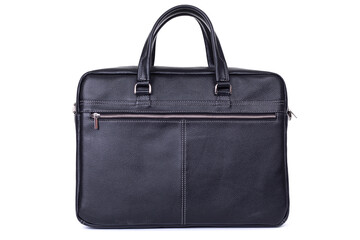 mens elegant leather bag isolated on white background