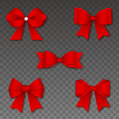 set of red paper bow