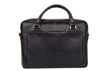 classic mens business bag close up on white clean background