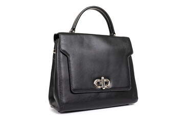 stylish ladies leather bag on a white background